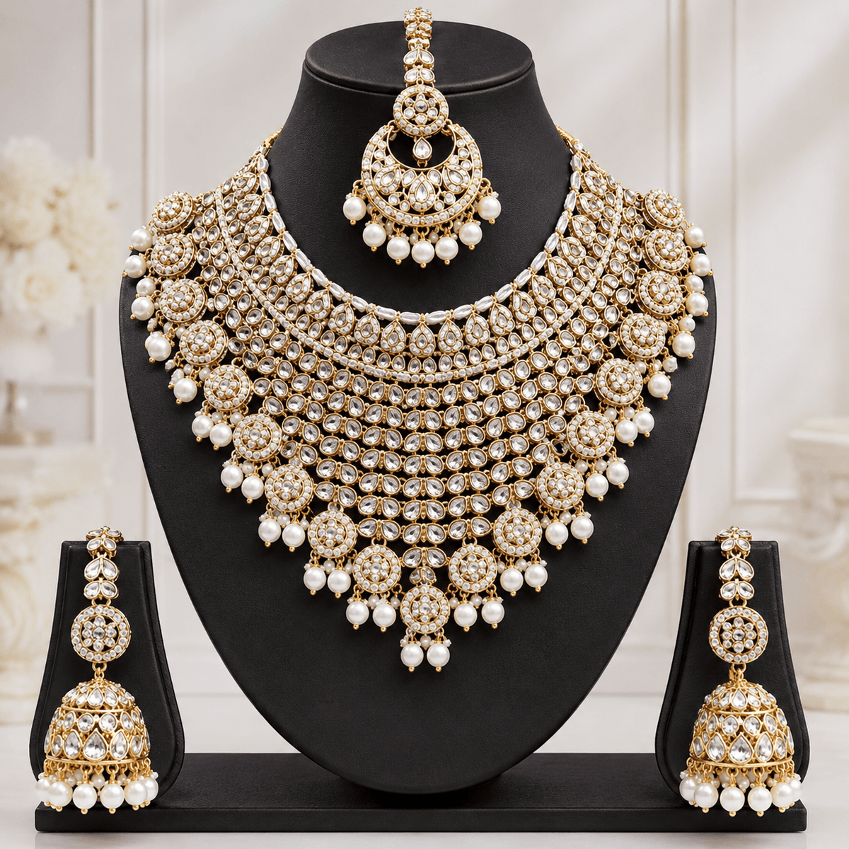 Joyce Mehrunisa Kundan Pearl Bridal Jewellery Set - Jovera Joyce