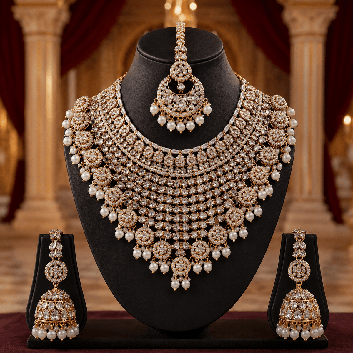 Joyce Mehrunisa Kundan Pearl Bridal Jewellery Set - Jovera Joyce