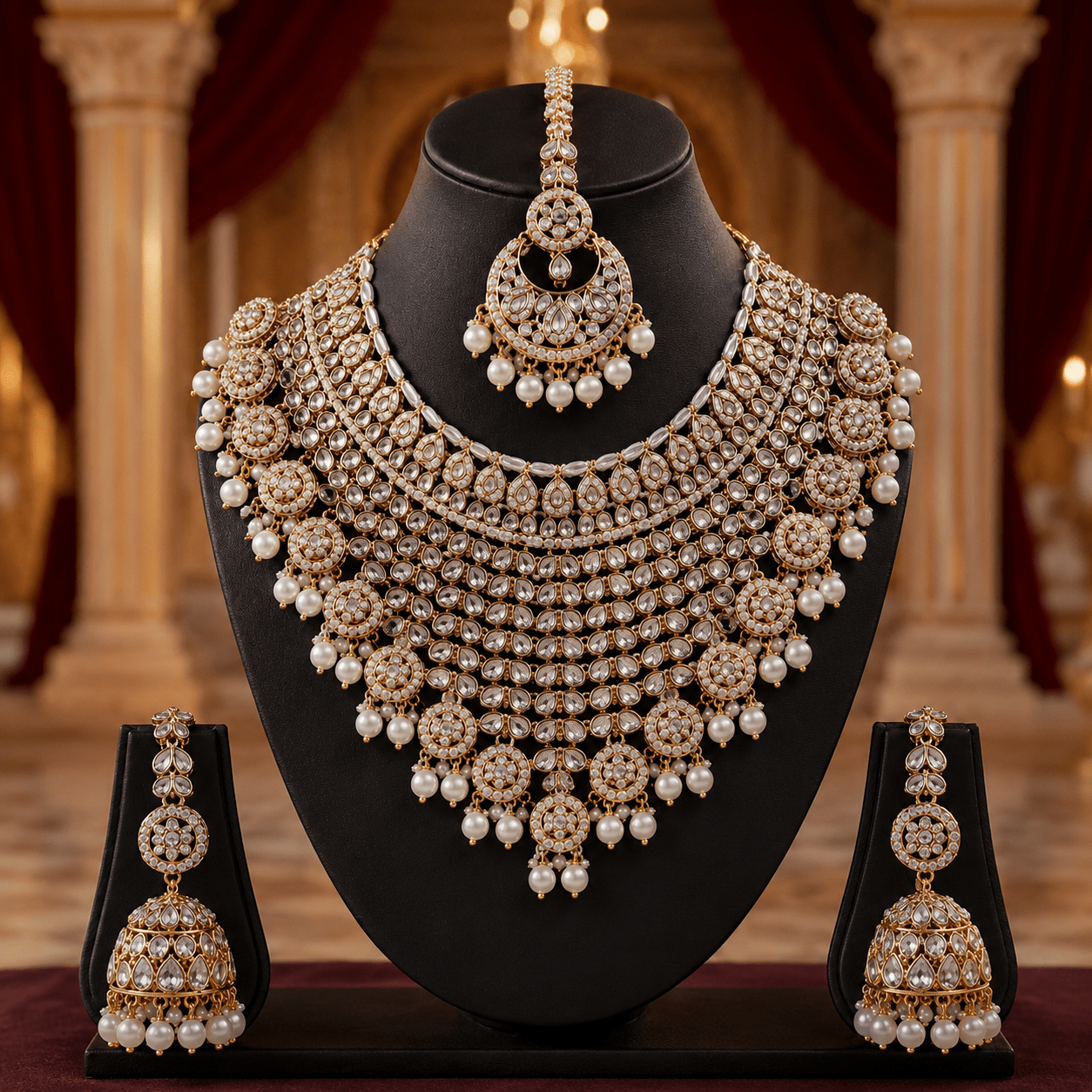 Joyce Mehrunisa Kundan Pearl Bridal Jewellery Set - Jovera Joyce