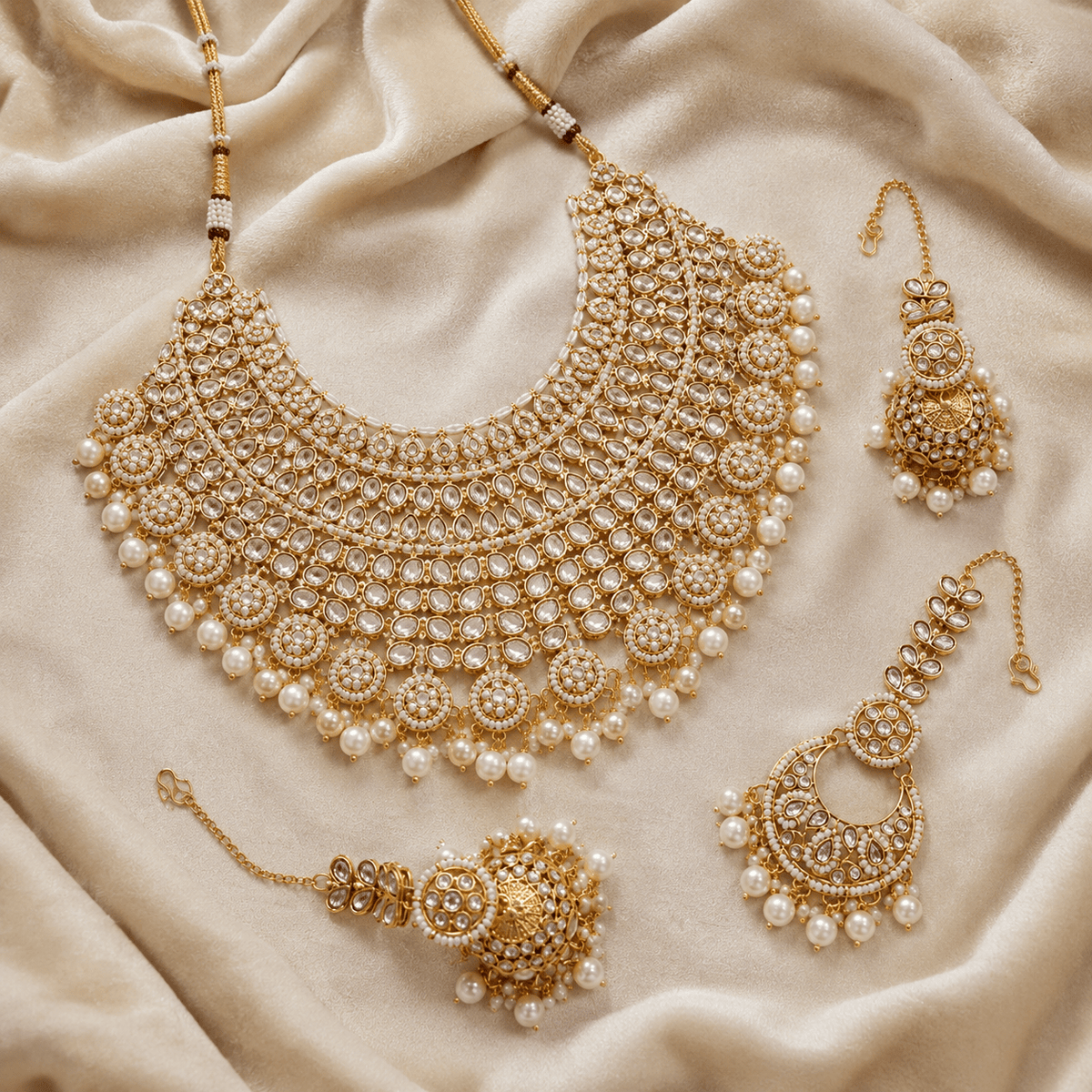 Joyce Mehrunisa Kundan Pearl Bridal Jewellery Set - Jovera Joyce