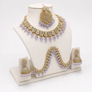Rosa Vienne Lilac Kundan Choker Jewellery Set with Jhumka Earrings & Maang Tikka Jovera Joyce