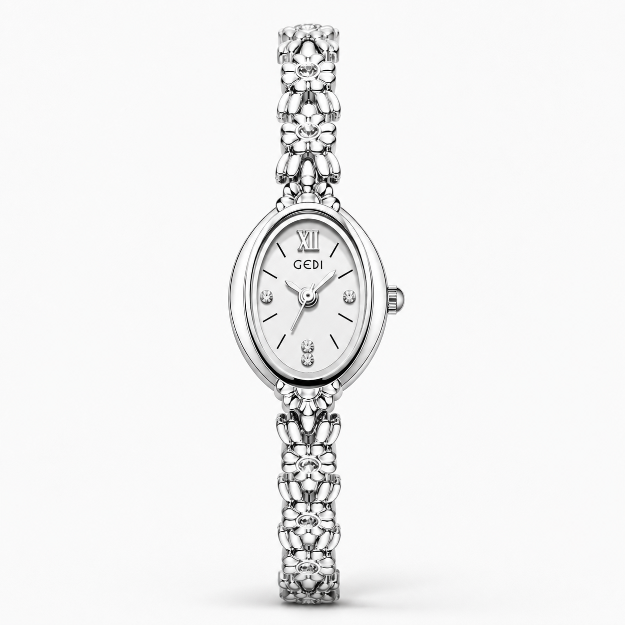 Luxury Floral Crystal Bracelet Watch for Women – Elegant Oval Dial Jewellery Watch Jovera Joyce