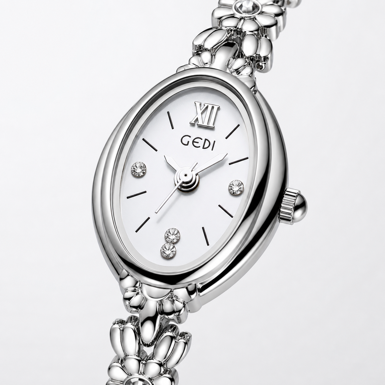 Luxury Floral Crystal Bracelet Watch for Women – Elegant Oval Dial Jewellery Watch Jovera Joyce