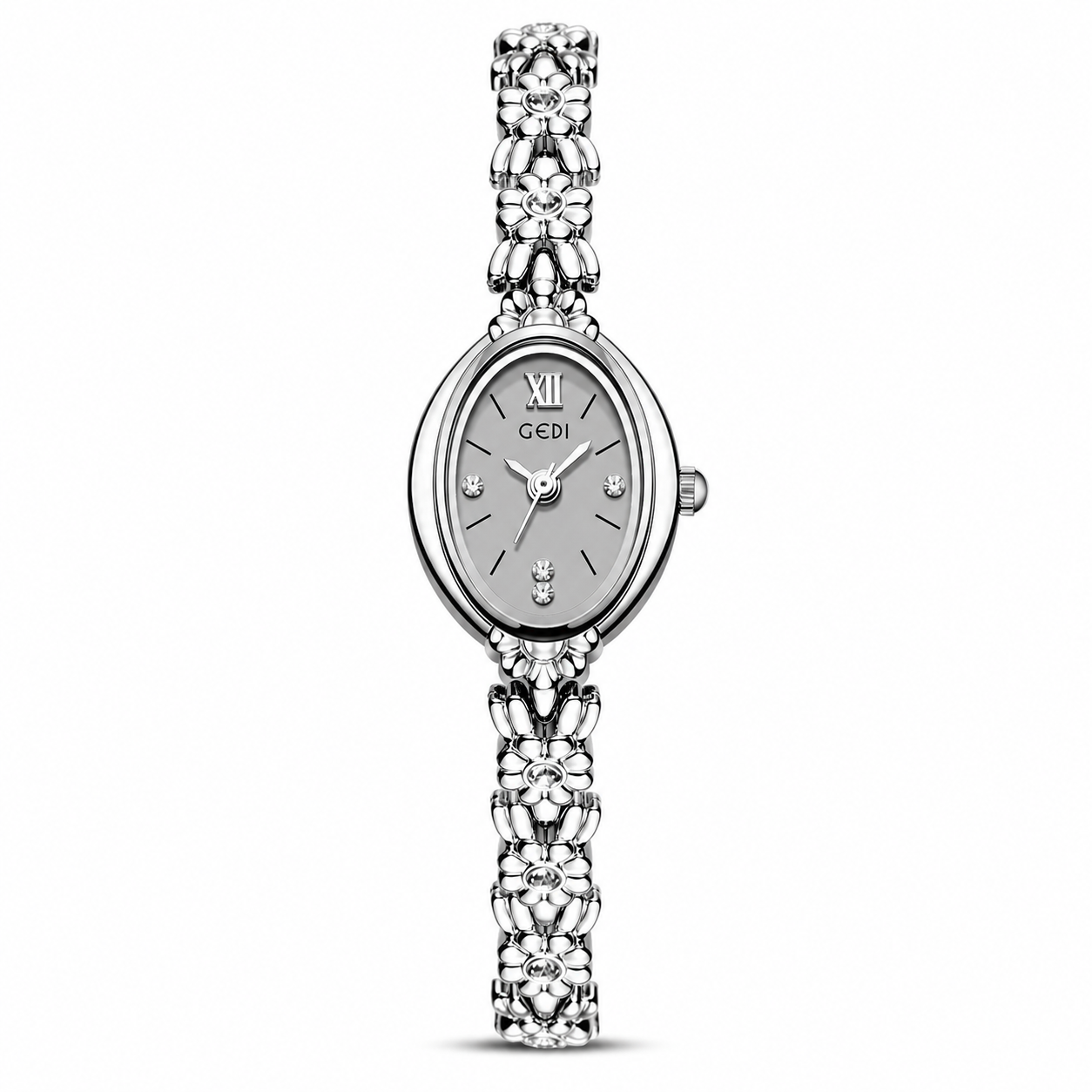 Luxury Floral Crystal Bracelet Watch for Women – Elegant Oval Dial Jewellery Watch Jovera Joyce