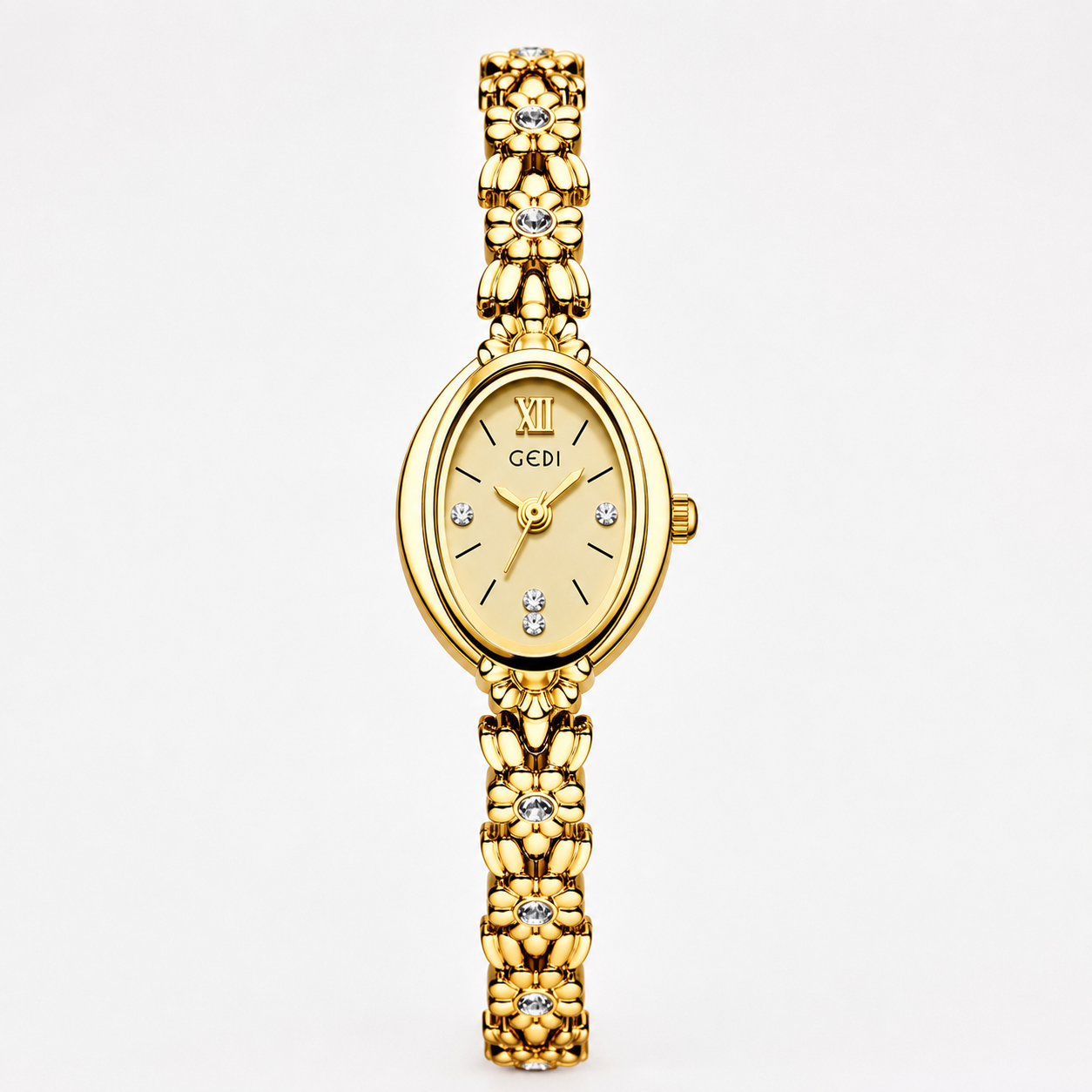 Luxury Floral Crystal Bracelet Watch for Women – Elegant Oval Dial Jewellery Watch Jovera Joyce