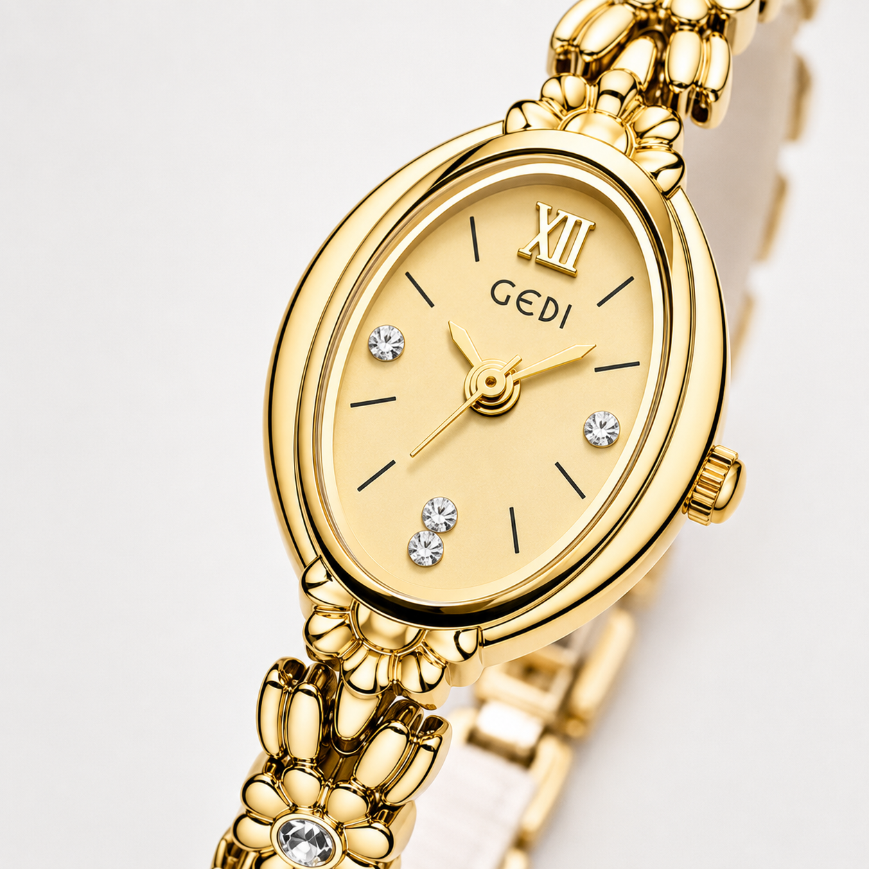 Luxury Floral Crystal Bracelet Watch for Women – Elegant Oval Dial Jewellery Watch Jovera Joyce