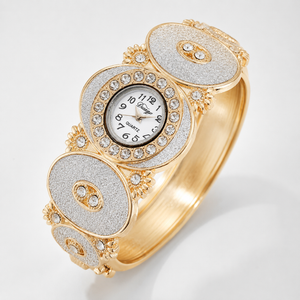 Luxury Rainbow Crystal Bangle Watch for Women – Gold-Tone Statement Bracelet Watch Jovera Joyce