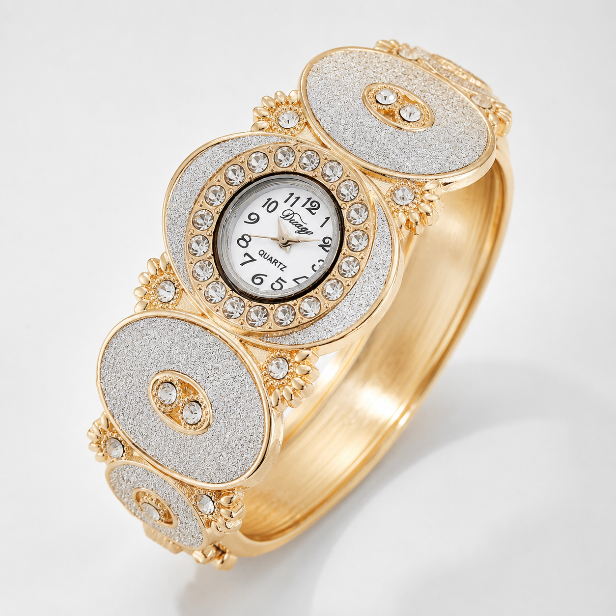 Luxury Rainbow Crystal Bangle Watch for Women – Gold-Tone Statement Bracelet Watch Jovera Joyce