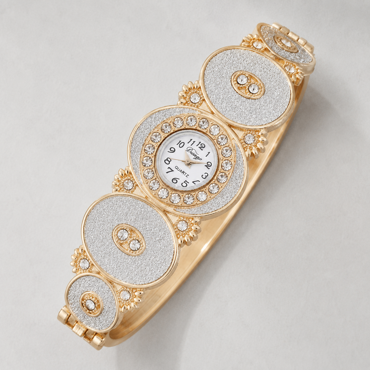 Luxury Rainbow Crystal Bangle Watch for Women – Gold-Tone Statement Bracelet Watch Jovera Joyce