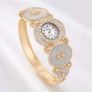 Luxury Rainbow Crystal Bangle Watch for Women – Gold-Tone Statement Bracelet Watch Jovera Joyce