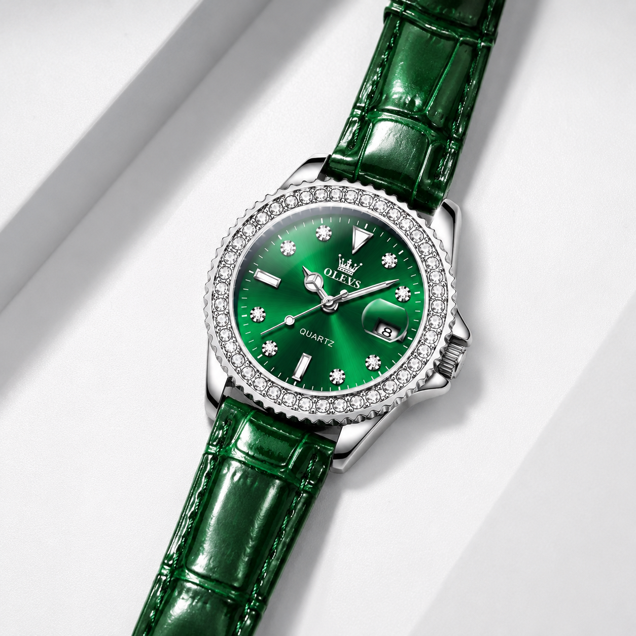OLEVS Luxury Women’s Quartz Watch with Crystal Bezel. Jovera Joyce