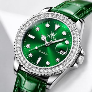 OLEVS Luxury Women’s Quartz Watch with Crystal Bezel. Jovera Joyce