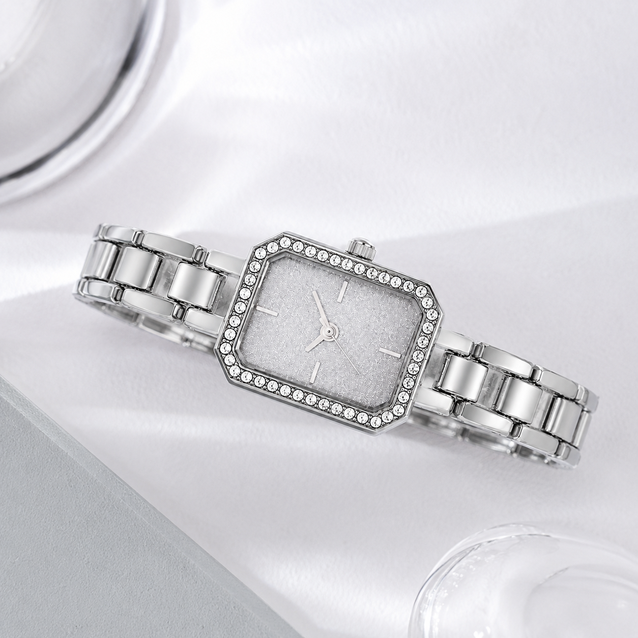 Elegant Crystal Bezel Square Dial Women’s Bracelet Watch Jovera Joyce