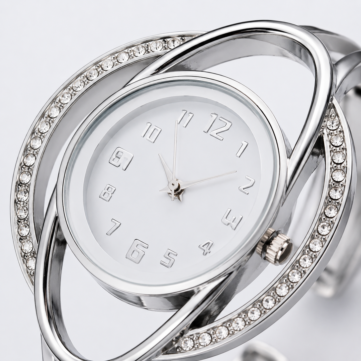 Luxury Crystal Orbit Cuff Women’s Bracelet Watch Jovera Joyce
