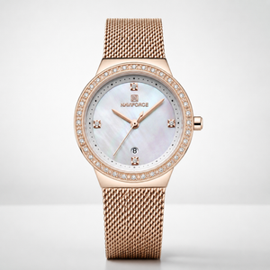 NAVIFORCE Luxury Crystal Bezel Women’s Mesh Bracelet Watch Jovera Joyce
