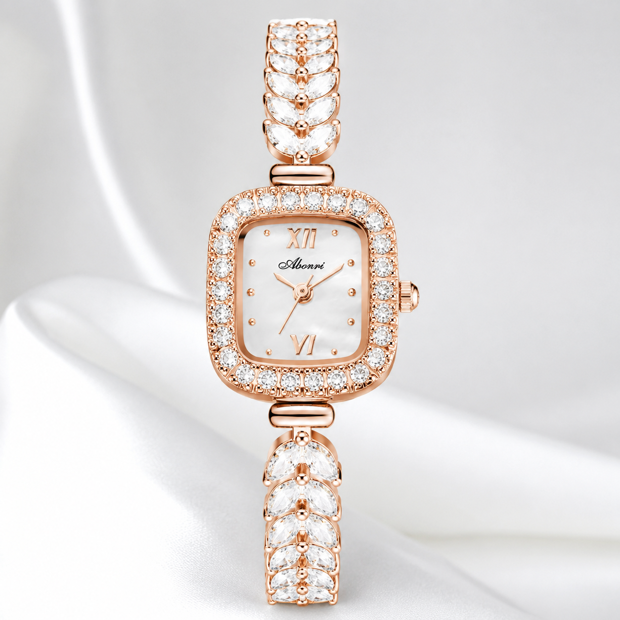 Luxury Crystal-Embellished Square Dial Women’s Bracelet Watch Jovera Joyce