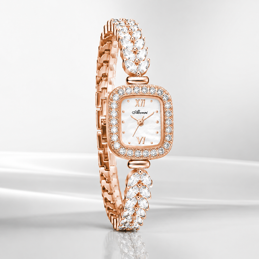Luxury Crystal-Embellished Square Dial Women’s Bracelet Watch Jovera Joyce
