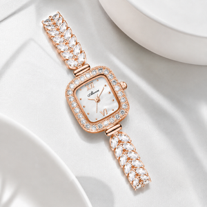 Luxury Crystal-Embellished Square Dial Women’s Bracelet Watch Jovera Joyce