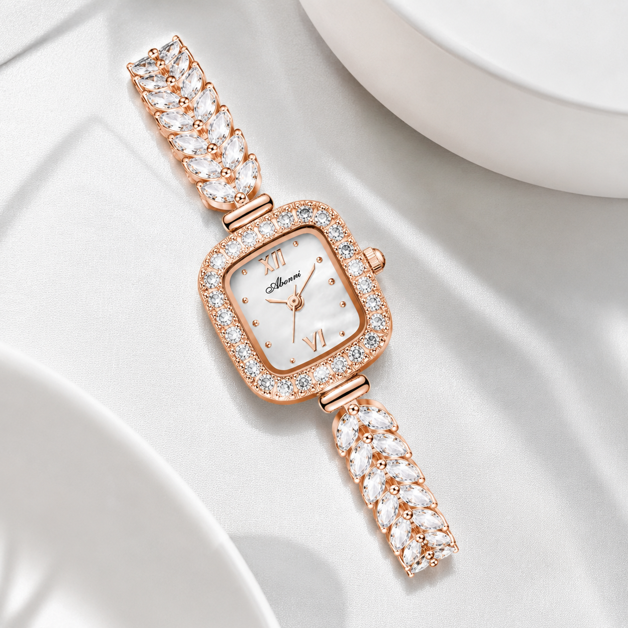 Luxury Crystal-Embellished Square Dial Women’s Bracelet Watch Jovera Joyce