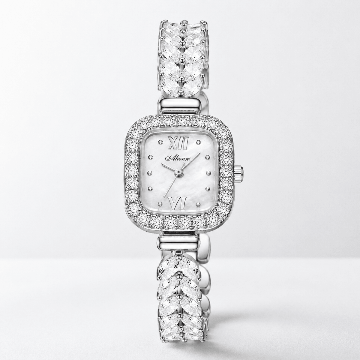 Luxury Crystal-Embellished Square Dial Women’s Bracelet Watch - Jovera Joyce