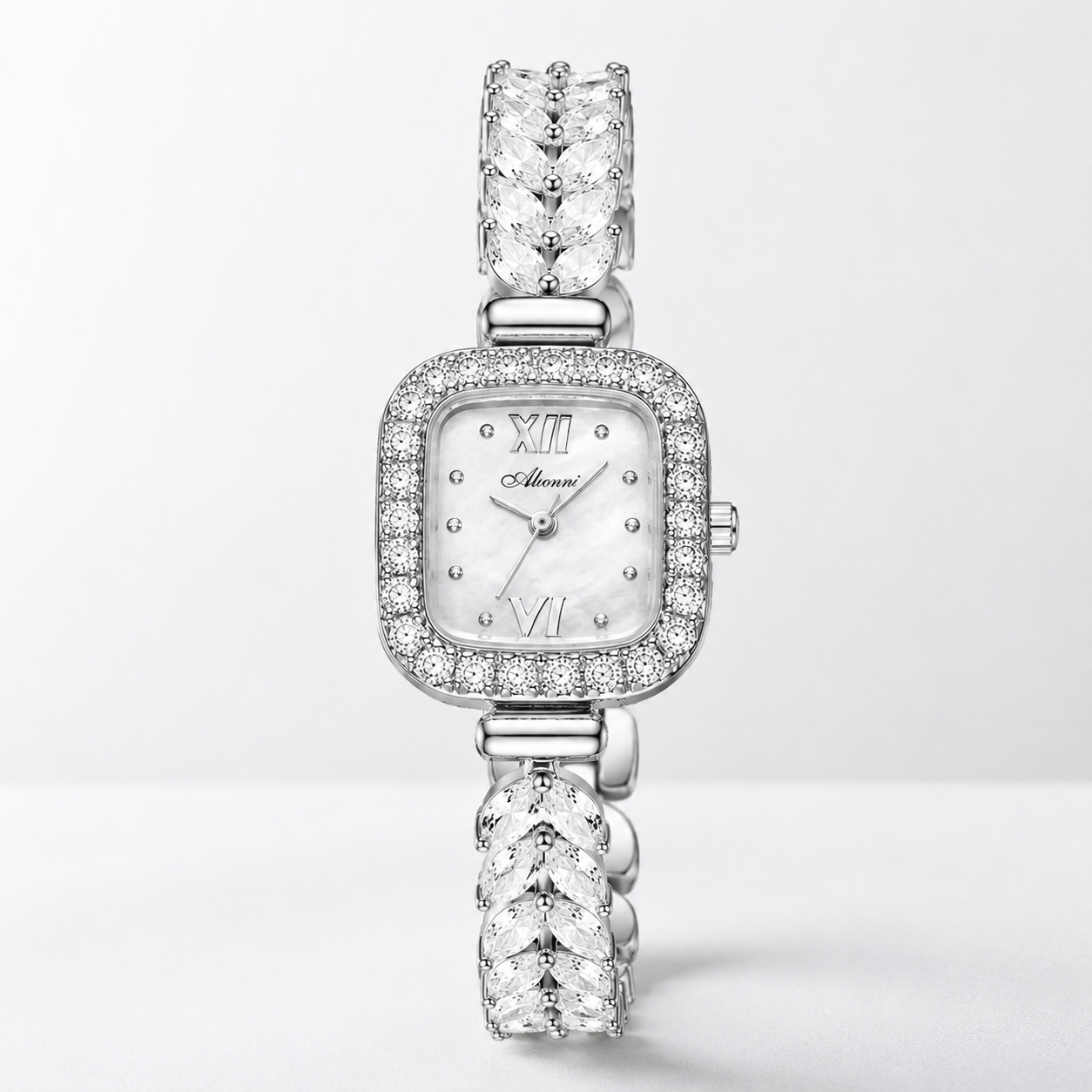 Luxury Crystal-Embellished Square Dial Women’s Bracelet Watch Jovera Joyce