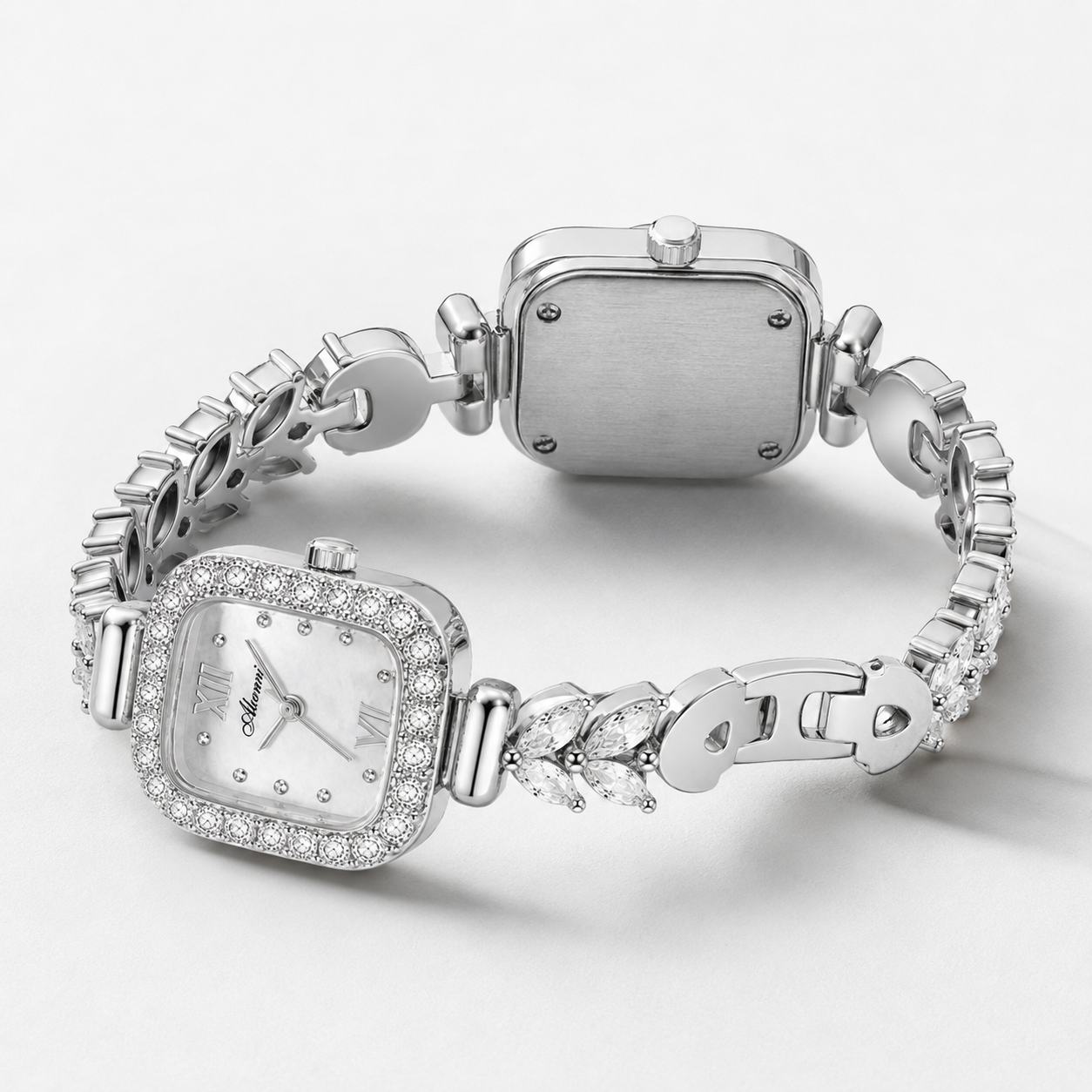 Luxury Crystal-Embellished Square Dial Women’s Bracelet Watch Jovera Joyce