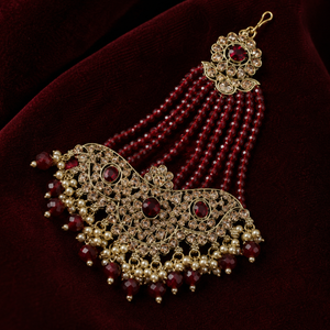 Gold Plated Pearl Bridal Shadow Choker Necklace Set Earrings Maang Tikka Ethnic Trendy Handmade High Quality Latest Party Jovera Joyce