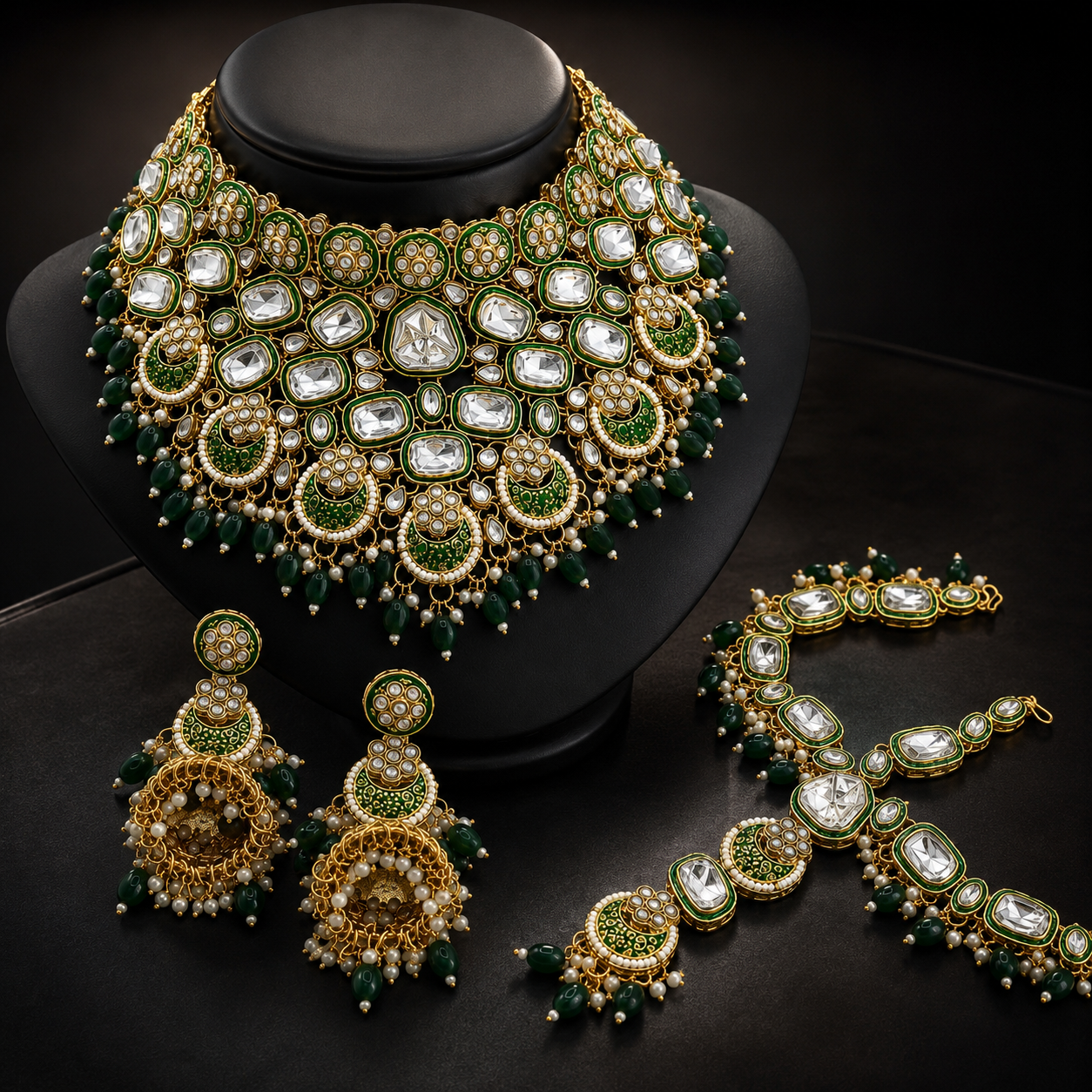 The Rani Émeraude Gold-Plated Kundan Parure by Jovera Joyce Jovera Joyce