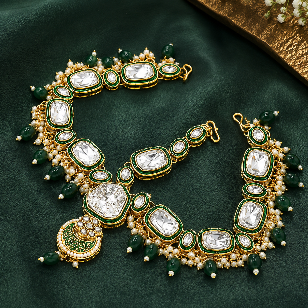 The Rani Émeraude Gold-Plated Kundan Parure by Jovera Joyce Jovera Joyce