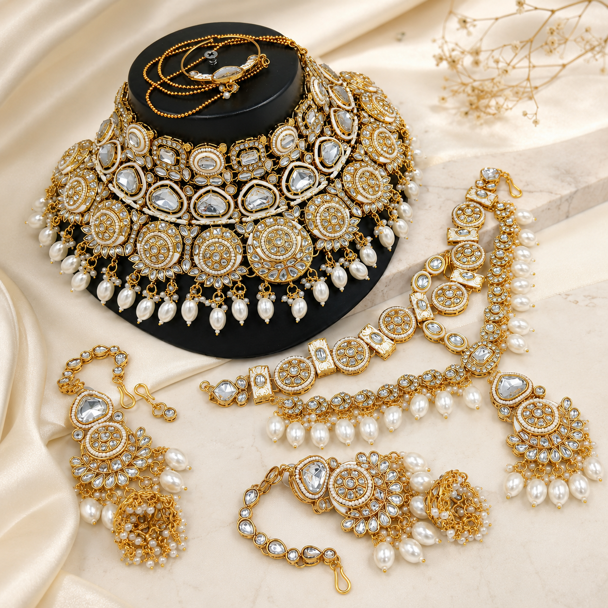 The Mehrunisa Quartz Gold-Plated Bridal Parure by Jovera Joyce Jovera Joyce
