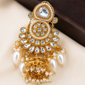 Traditional Religious High Quality Gold Plated Alloy Quartz Pearl Kundan Necklace Set Earrings Tikka/Nath Third Party Certified Jovera Joyce
