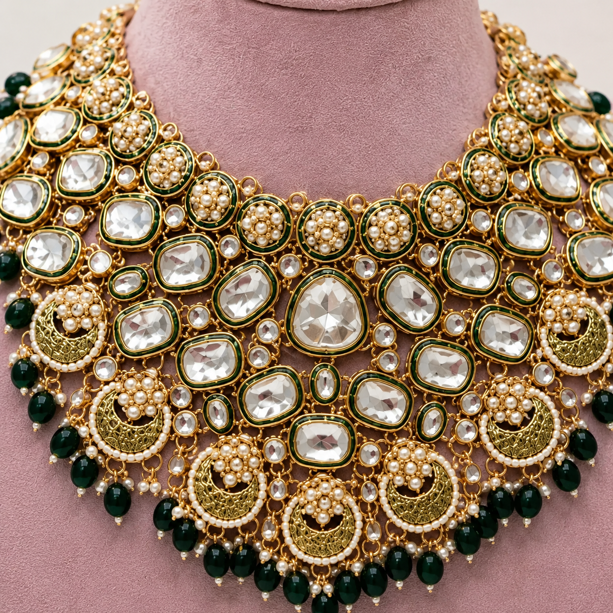 The Emerald Afsana Gold-Plated Quartz Bridal Parure by Jovera Joyce Jovera Joyce