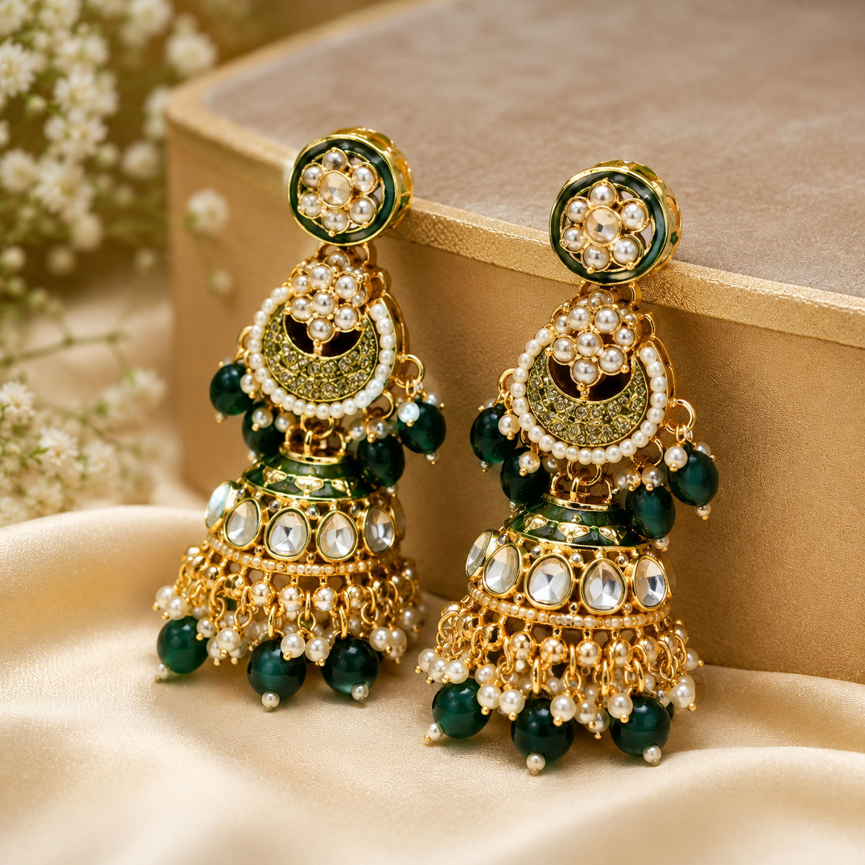 The Emerald Afsana Gold-Plated Quartz Bridal Parure by Jovera Joyce Jovera Joyce