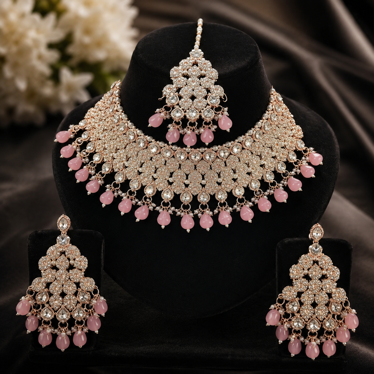 The Rosé Amarante Gold-Plated Bridal Parure by Jovera Joyce Jovera Joyce