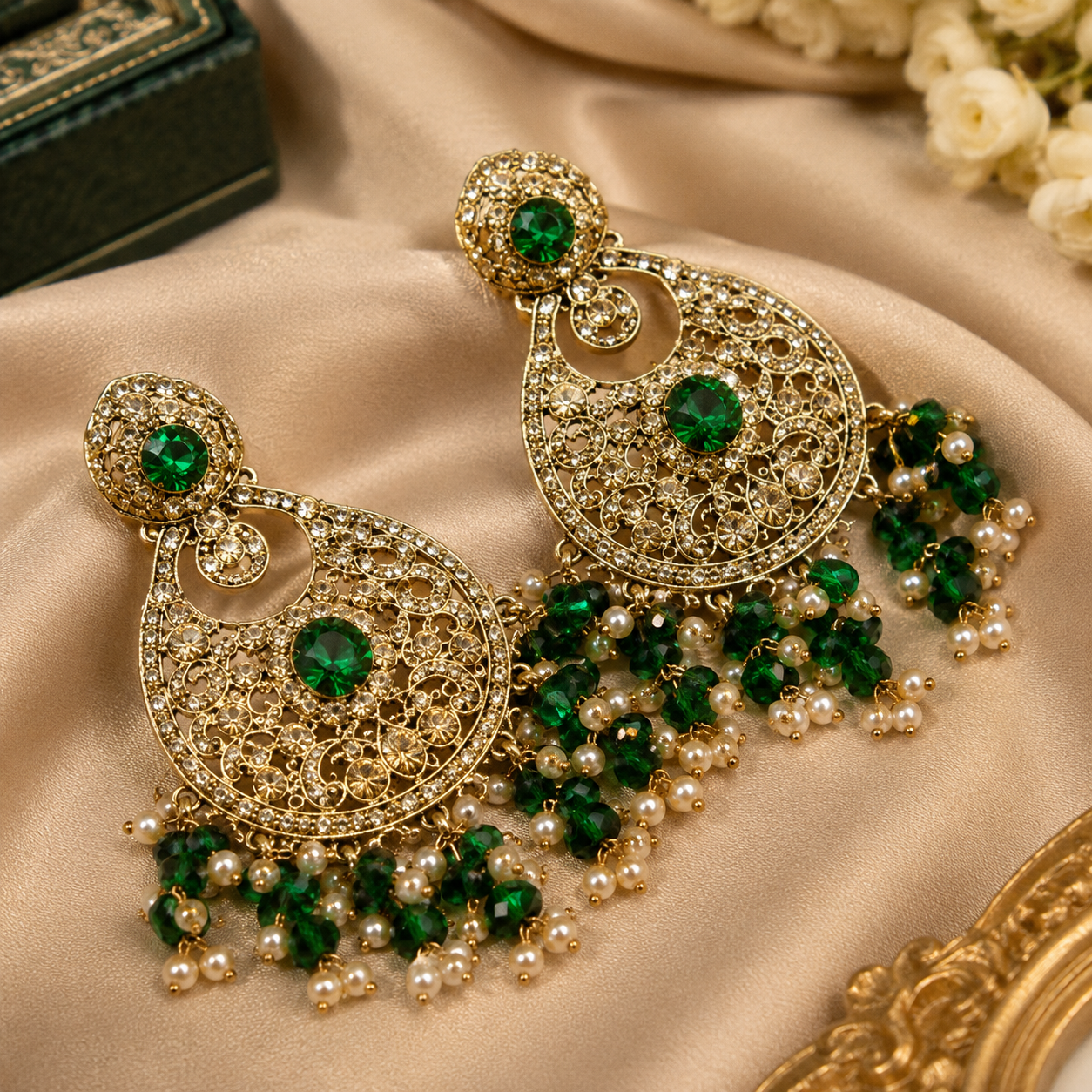 The Verdelune Gold-Plated Pearl Bridal Parure by Jovera Joyce Jovera Joyce