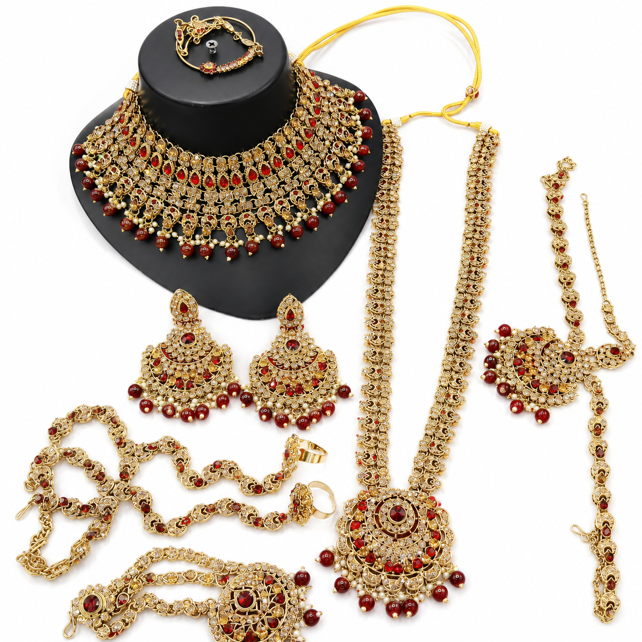 The Valentina Rouge Gold-Plated Zircon Bridal Parure by Jovera Joyce Jovera Joyce