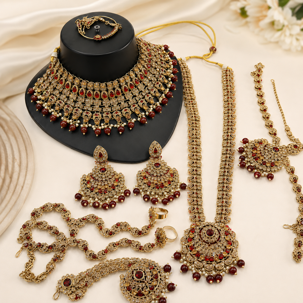 The Valentina Rouge Gold-Plated Zircon Bridal Parure by Jovera Joyce Jovera Joyce
