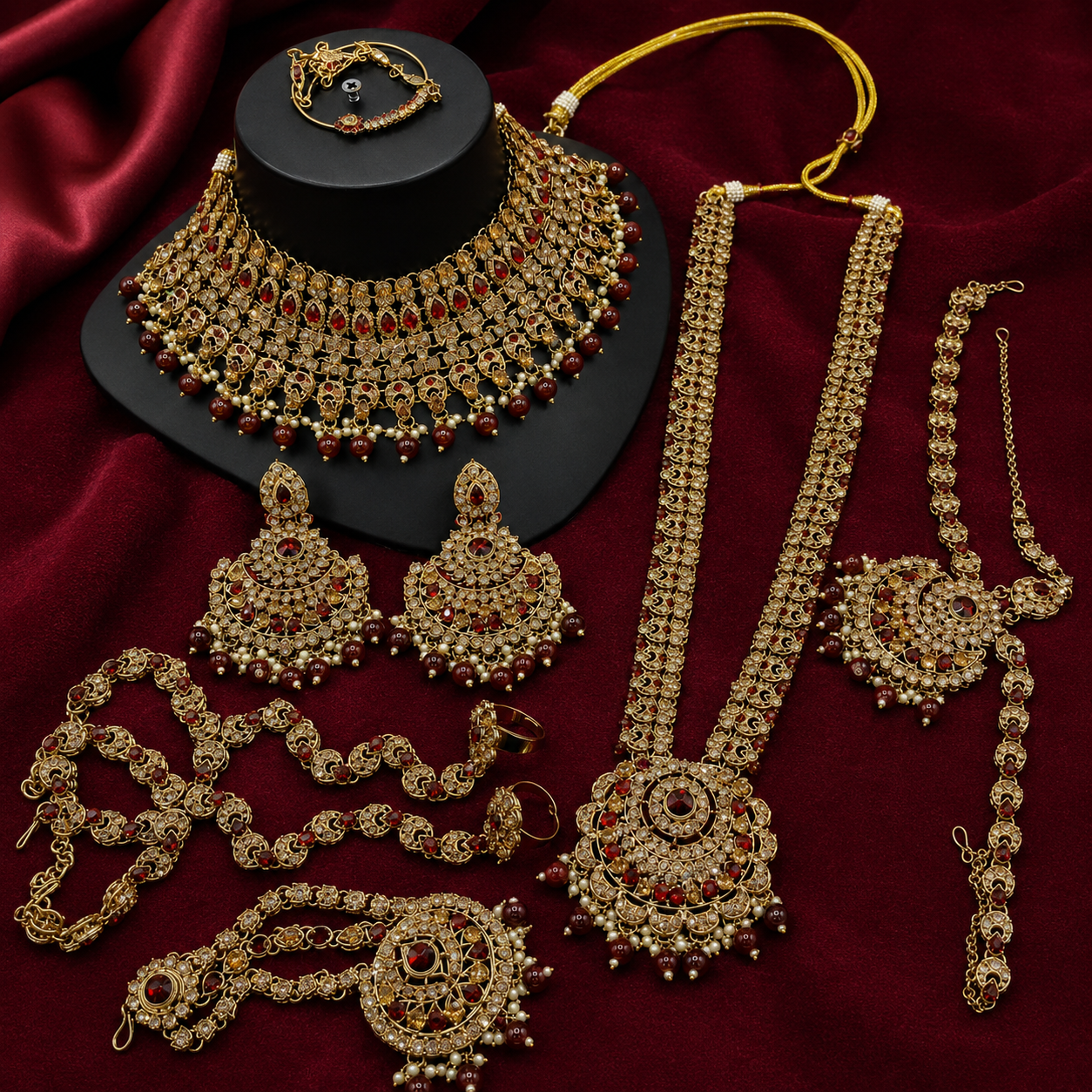 The Valentina Rouge Gold-Plated Zircon Bridal Parure by Jovera Joyce Jovera Joyce