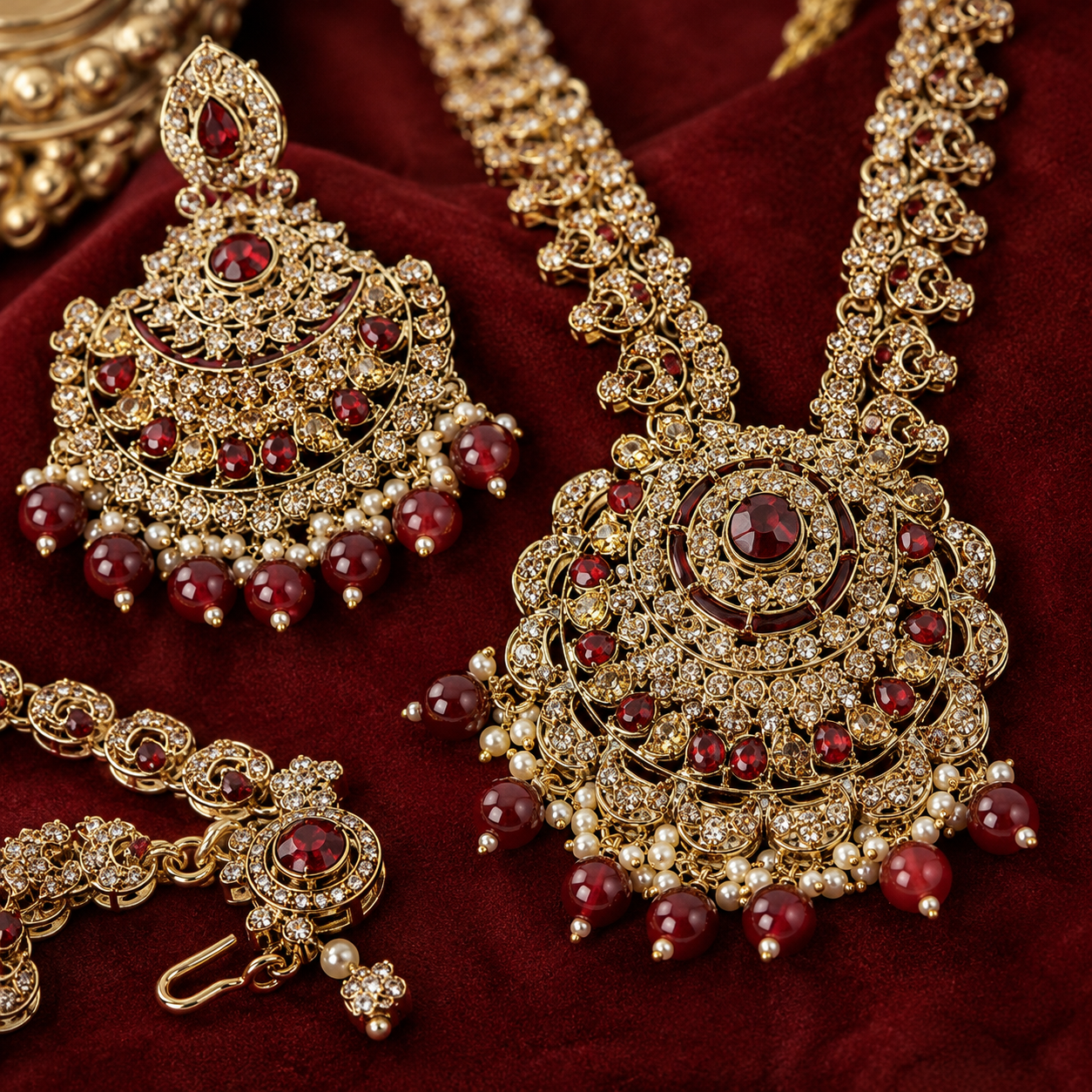 The Valentina Rouge Gold-Plated Zircon Bridal Parure by Jovera Joyce Jovera Joyce