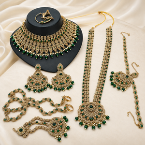 The Émeraude Valois Gold-Plated Zircon Bridal Parure by Jovera Joyce Jovera Joyce