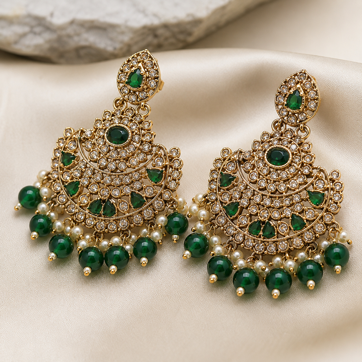The Émeraude Valois Gold-Plated Zircon Bridal Parure by Jovera Joyce Jovera Joyce