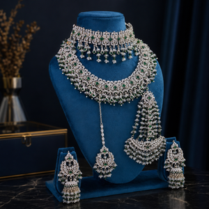 Jovera Joyce Emerald Green Stone Gold Plated Royal Heritage Bridal Jewelry Set Jovera Joyce