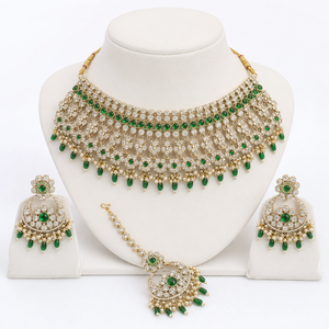 Jovera Joyce Emerald Zircon Gold Plated Royal Choker Bridal Jewelry Set Jovera Joyce