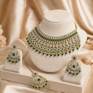 Jovera Joyce Emerald Zircon Gold Plated Royal Choker Bridal Jewelry Set Jovera Joyce