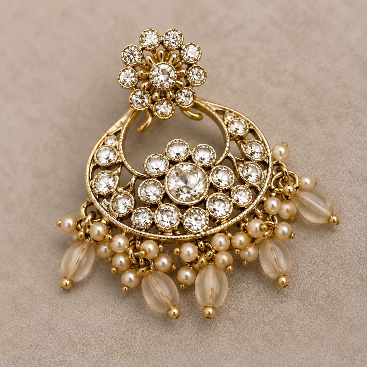 Jovera Joyce Royal Pearl Drop Zircon Gold Plated Bridal Choker Set Jovera Joyce