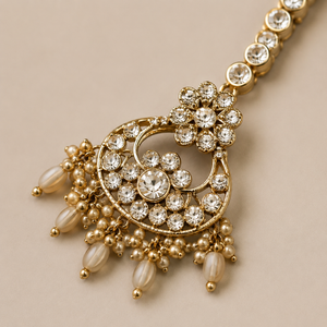 Jovera Joyce Royal Pearl Drop Zircon Gold Plated Bridal Choker Set Jovera Joyce
