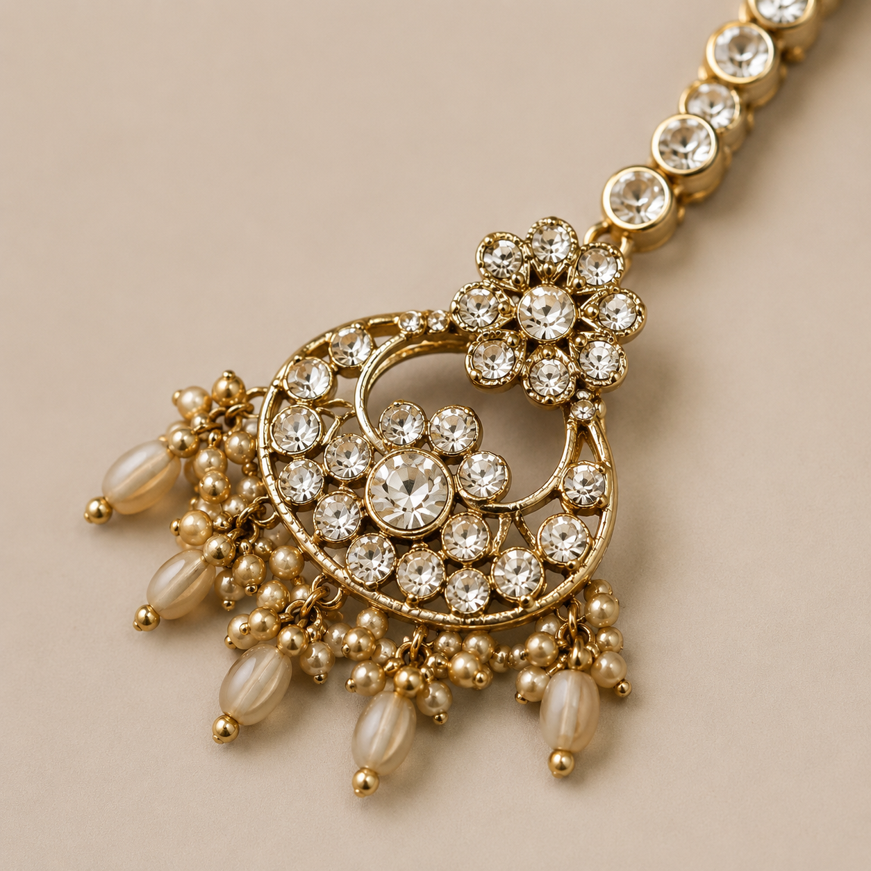 Jovera Joyce Royal Pearl Drop Zircon Gold Plated Bridal Choker Set Jovera Joyce