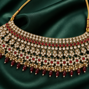 Jovera Joyce Ruby Red Zircon Gold Plated Royal Bridal Choker Jewelry Set Jovera Joyce