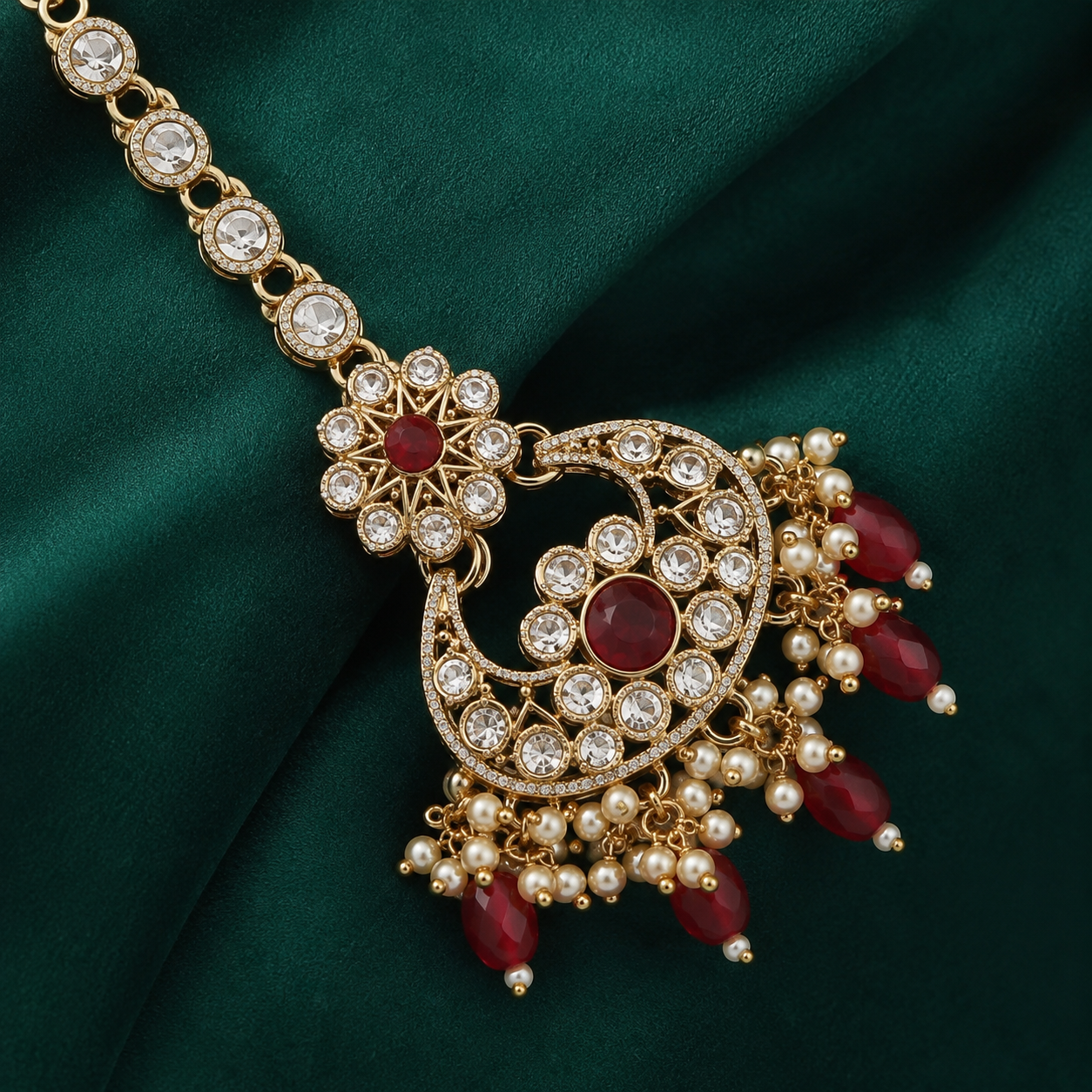 Jovera Joyce Ruby Red Zircon Gold Plated Royal Bridal Choker Jewelry Set Jovera Joyce