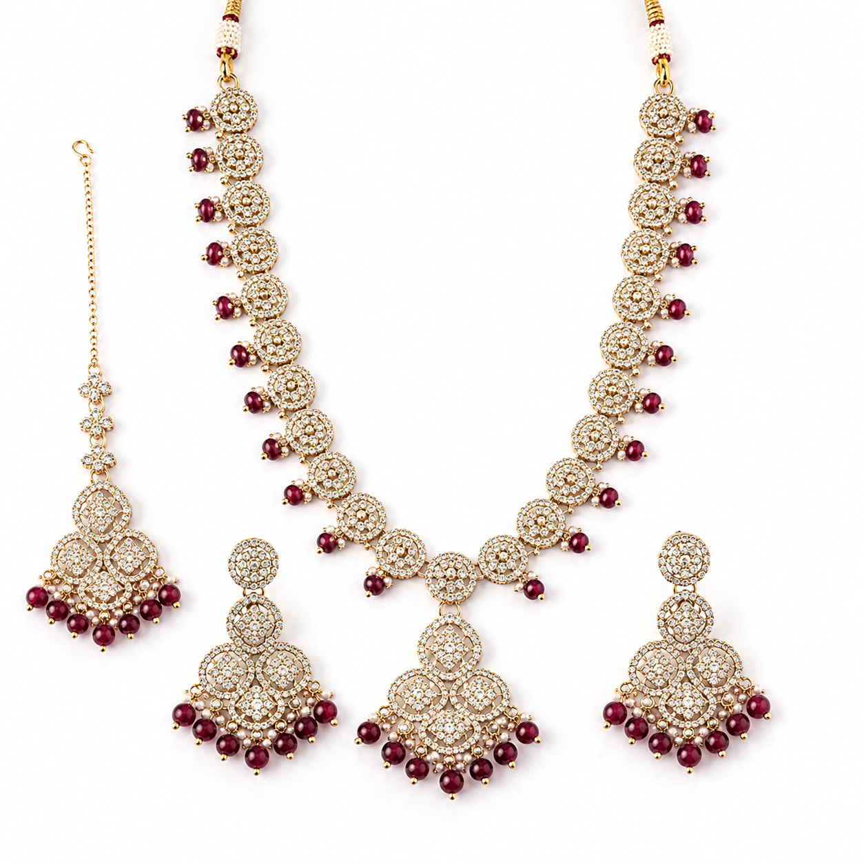 Jovera Joyce Crystal Rhinestone Gold Plated Royal Ruby Accent Bridal Jewelry Set Jovera Joyce